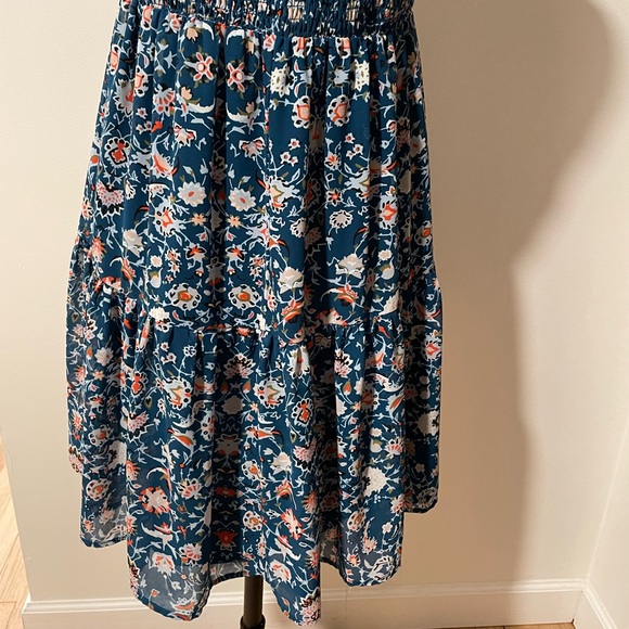 Vera Wang Dress Floral Princess Large Teal - Picture 7 of 13